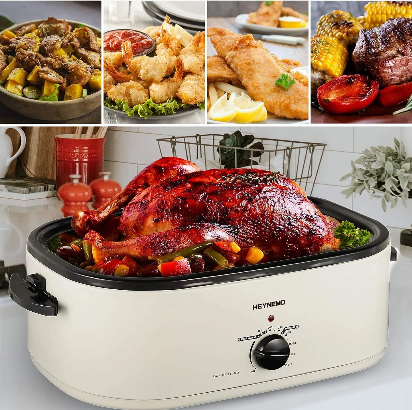 1450W 26Qt Stainless Steel Electric Roaster Oven