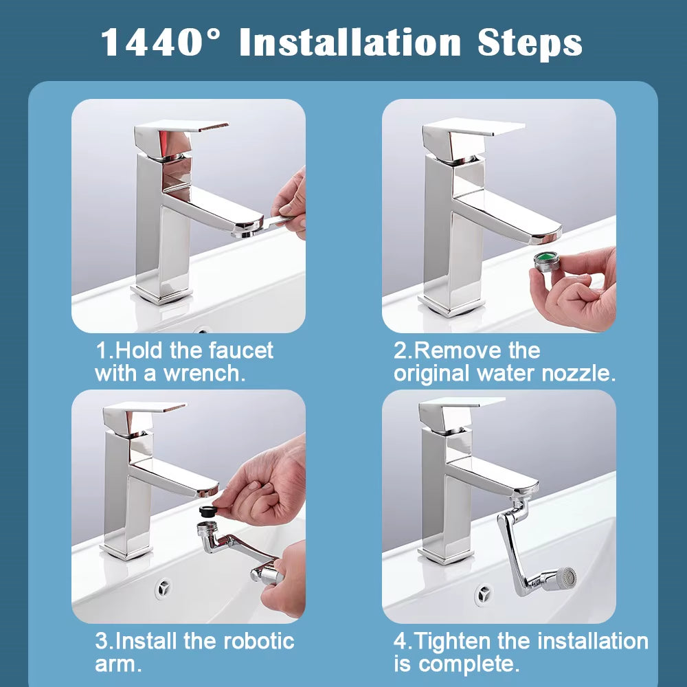 1080° Universal Rotation Faucet Extender Kitchen Robot Arm Extension Faucets Mixer Aerator Head Bubbler Water Tap Nozzle